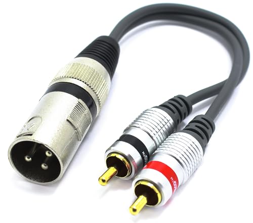 VITALCO XLR Stecker auf 2x Cinch Stecker Adapter Mikrofon 3 Polig auf Männlich Chinch Audio Kabel Adapter von VITALCO