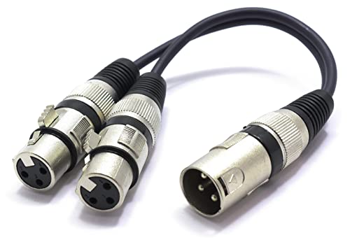 VITALCO XLR Splitter Audio Adapter XLR Stecker auf 2x XLR Buchse 3 Polig Splitterkabel Y-Kabel Vertailer Männlich auf Dual Weiblich von VITALCO