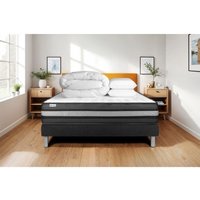 Komplettpaket Bett - Matratze 160x200 cm + Boxspringbett mit Lattenrost (im Set) + 2 Kopfkissen + Bettdecke - Vital Power Zen von VITALIT
