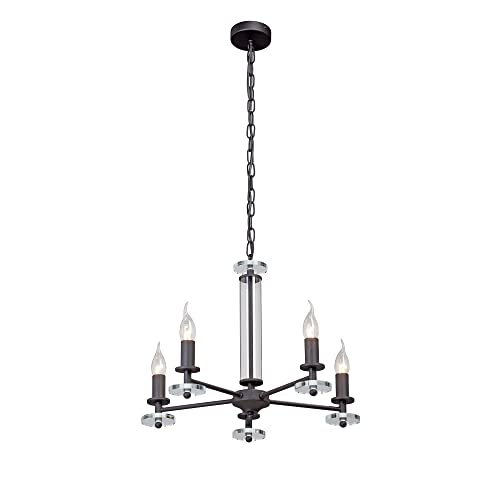 VITALUCE Kronleuchter, VE4766-1/5, Moderner und einfacher Stil, 5-flammigxE14 max 40W, Farbe: Schwarz, Material: Metall, H96xB50xL50, 2,1 kg von VITALUCE