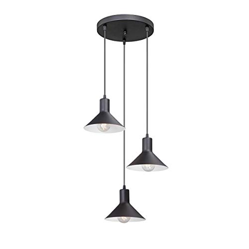 VITALUCE Pendelleuchte VE4785-1/3S, Moderner und einfacher Stil, 3-flammig xE27 max 40W, Farbe: Schwarz, Produktmaterial: Metall, HxBxL: 121x33x36cm, 1,5 kg von VITALUCE