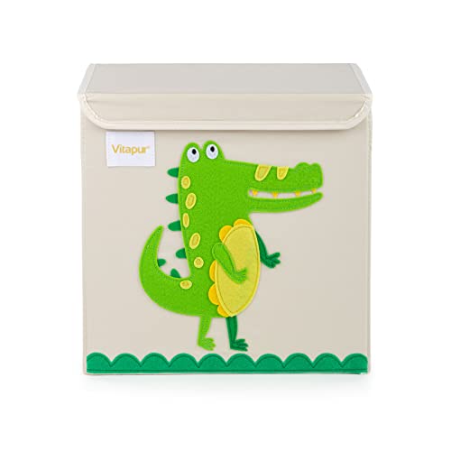 Vitapur Kinder Aufbewahrungsbox I So bringen Sie Wieder Ordnung in Ihr Zuhause I Aufbewahrungsboxen 33x33x33 cm I Krokodil von Vitapur