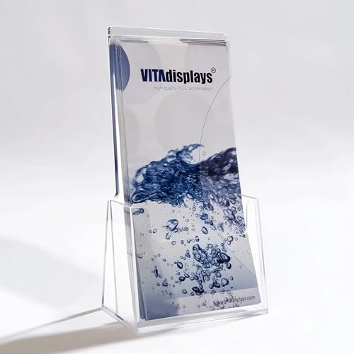 DIN Lang (DL) Tisch-Prospektständer als Flyerständer, Prospekthalter von VITAdisplays, transparenter Prospektaufsteller von VITAdisplays