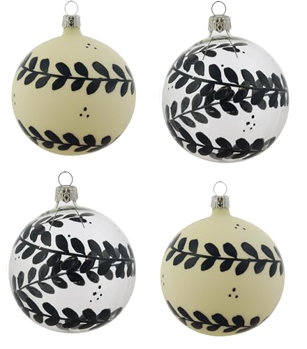 Vitbis Glasgeblasene Kugeln – Handbemalte Glaskugeln – Oster-Weihnachtsbaumschmuck – Von Der Natur Inspirierte Malerei – Schwarzes Muster – 8cm – 4 Stück Vitbis Glasgeblasene Kugeln – Handbemalte Glaskugeln – Oster-Weihnachtsbaumschmuck – Von Der Natur Inspirierte Malerei – Schwarzes Muster – 8cm – 4 Stück von VITBIS