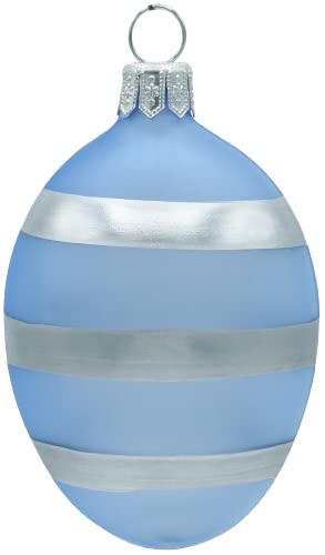 Vitbis Transparente Pastelleier – Handbemalte Glaskugeln – Ostern Weihnachtsbaum Frühlingsschmuck – Küchendekoration – Hellblaue & Goldene Streifen – Klassisches Design – 3St von VITBIS