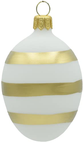 Vitbis Transparente Pastelleier – Handbemalte Glaskugeln – Ostern Weihnachtsbaum Frühlingsschmuck – Küchendekoration – Weiße & Goldene Streifen – Klassisches Design – 3St von VITBIS