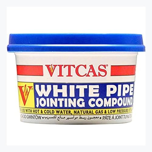 VITCAS 400 g Tub weiße Rohrverbindung, auslaufsichere Verbindung, verwendet mit heißem oder haltigem Wasser, Erdgas, Flüssiggas und Niederdruckdampf – schafft eine luftdichte Abdichtung, einfach von VITCAS