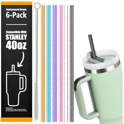 VITEVER 6 Pack Tumbler Strohhalme für 40oz Stanley Adventure Reisebecher, 31cm extra lange wiederverwendbare Stanley Strohhalme mit 1 Reinigungsbürsten VITEVER 6 Pack Tumbler Strohhalme für 40oz Stanley Adventure Reisebecher, 31cm extra lange wiederverwendbare Stanley Strohhalme mit 1 Reinigungsbürsten von VITEVER