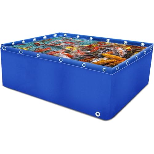 VITIWEDTY Faltbarer Fischteich Mit Edelstahlrahmen, Dickem PVC-Segeltuch-Wassertank, Tragbarem Aquarium-Pool Für Koi-/Goldfisch-Displays Im Freien (3X1X0.5m) von VITIWEDTY