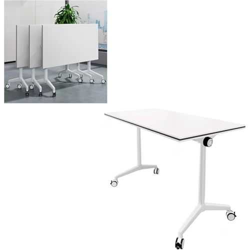 VITIWEDTY Faltbarer Konferenztisch, Robuster Metallrahmen Und wasserdichte Tischplatte, Für Büro, Klassenzimmer, Besprechungsräume (White 160x40x75cm) von VITIWEDTY