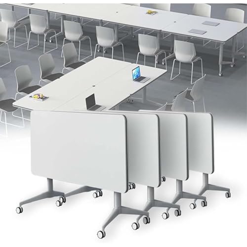 VITIWEDTY Faltbarer Konferenztisch Mit Geräuschlosen Rollen, Wasserfestem Tischplatte, Stahlrahmen, Für Büros, Klassenräume Und Teambesprechungen (001 55.1x15.7x29.5in) von VITIWEDTY