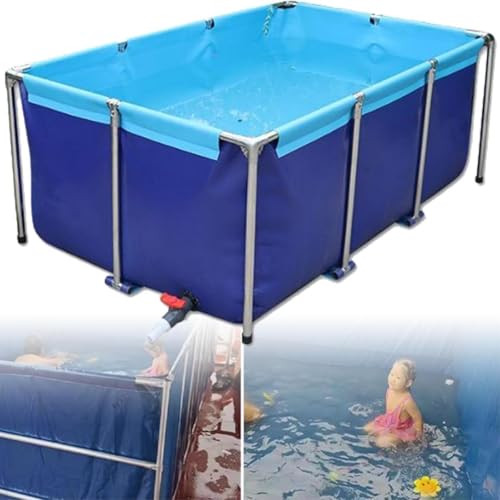 VITIWEDTY Großer Outdoor-Fischteich Aus Segeltuch, Oberirdischer Zuchtteich Mit Klarem Sichtfenster, Stabiler Rahmenkonstruktion (1.2X0.8X0.6m) von VITIWEDTY