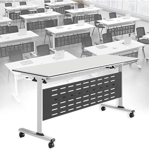 VITIWEDTY Klappbarer Mobiler Schreibtisch Mit Feststellrädern, Platzsparender Aufbewahrung Für Konferenzen, Schulungen Und Veranstaltungen, Professionelle Qualität (1pack 63inch) von VITIWEDTY