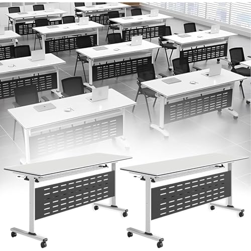 VITIWEDTY Klappbarer Mobiler Schreibtisch Mit Feststellrädern, Platzsparender Aufbewahrung Für Konferenzen, Schulungen Und Veranstaltungen, Professionelle Qualität (2pack 47.2inch) von VITIWEDTY
