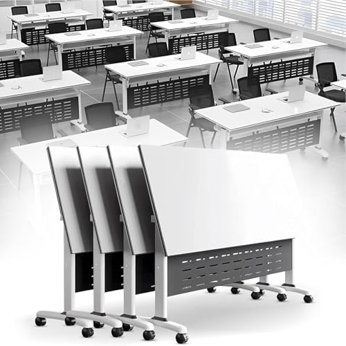 VITIWEDTY Klappbarer Mobiler Schreibtisch Mit Feststellrädern, Platzsparender Aufbewahrung Für Konferenzen, Schulungen Und Veranstaltungen, Professionelle Qualität (4pack 47.2inch) von VITIWEDTY
