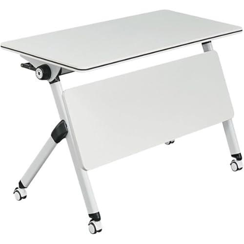 VITIWEDTY Mobiler Klappbarer Schulungstisch Mit Leisen Rädern, Rechteckiger Bürokonferenztisch, Tragbares Klapptop-Design, Platzsparender Arbeitsplatz (White 120x60x75cm) von VITIWEDTY
