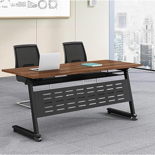 VITIWEDTY Multifunktionaler Modularer Schreibtisch Für Büro Und Klassenzimmer, Tragbarer Besprechungstisch Mit Stabilem Metallrahmen, Einfache Aufbewahrungslösung (Brown 120 x 60 x 75 cm) von VITIWEDTY