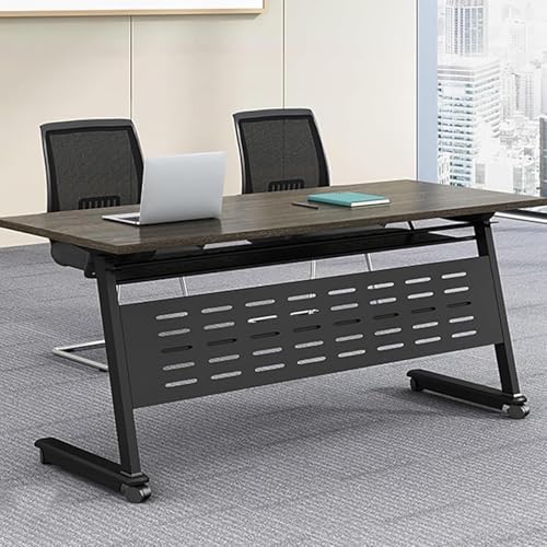 VITIWEDTY Multifunktionaler Modularer Schreibtisch Für Büro Und Klassenzimmer, Tragbarer Besprechungstisch Mit Stabilem Metallrahmen, Einfache Aufbewahrungslösung (Grey 140 x 50 x 75 cm) von VITIWEDTY
