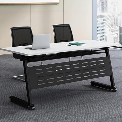 VITIWEDTY Multifunktionaler Modularer Schreibtisch Für Büro Und Klassenzimmer, Tragbarer Besprechungstisch Mit Stabilem Metallrahmen, Einfache Aufbewahrungslösung (White 120 x 50 x 75 cm) von VITIWEDTY