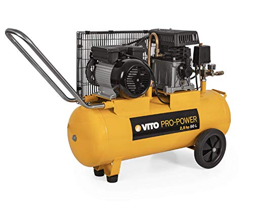 VITO Kompressor 50L 8 bar (12 max) 2.5PS, 1900w, inkl. Druckminderer, 2 Manometer & 2 Schnellkupplungen, vibrationsgedämpfte Standfüße, Haltebügel, Sicherheitsventil, 1400 U/min, 233 L/min (50A) von VITO