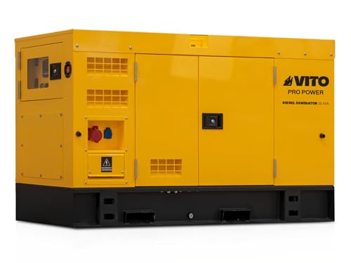 VITO Pro Power Silent Diesel Generator 53dB LpA Diesel/Heizöl** AVR 12kw 15kVA ATS automatischer Netzausfall-Start 400V 4-Zyl 1500 U/min Wasserkühlung, Ölmangelsicherung (15kVA 400V) - VIGD15STA von VITO