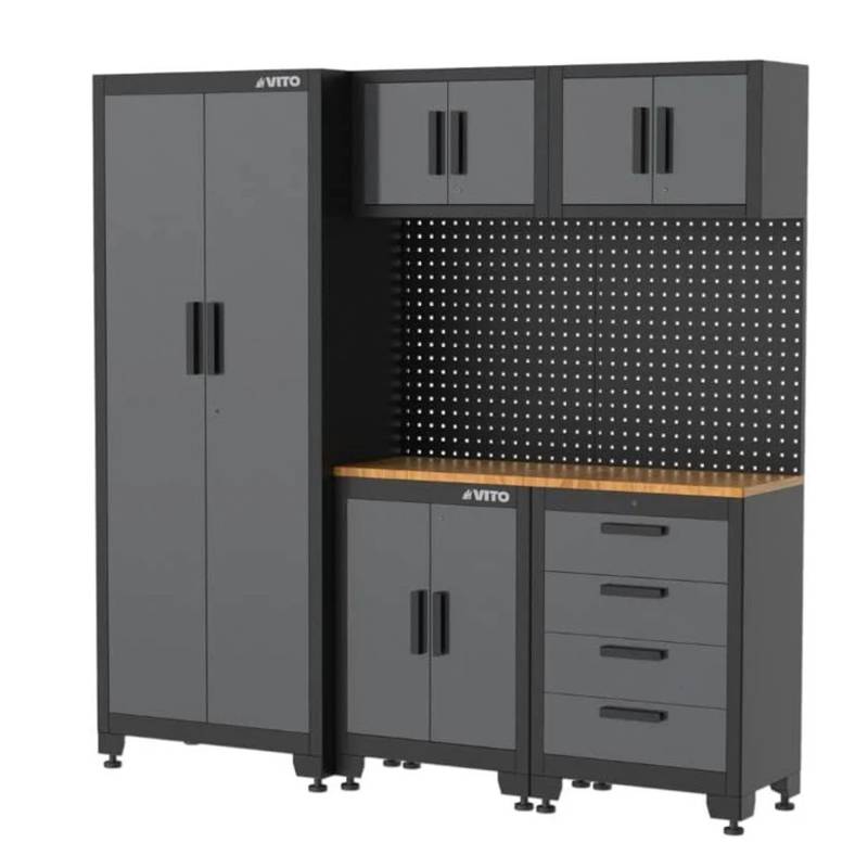 VITO Werkstatteinrichtungs-Set schwarz 8-teilig 195 x 50 x 200 cm von VITO