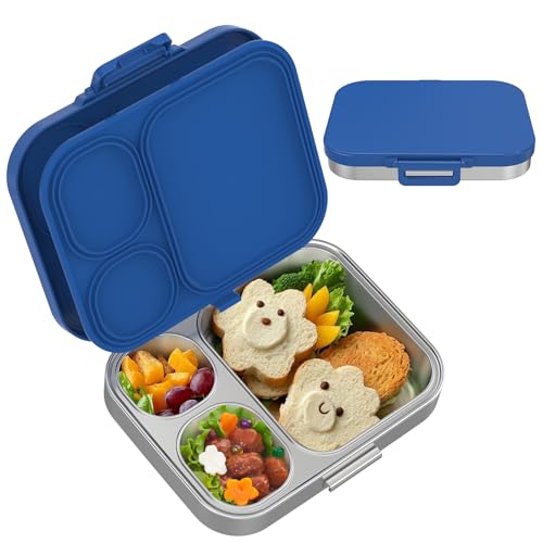 VITONIS Edelstahl Brotdose Kinder,Metal Bento Lunch Box Kinder Auslaufsicher Brotdose Kids mit 3 Fächern und Dichtring,Lunch Box Geeignet für und Erwachsene, Robust und tragbar von VITONIS