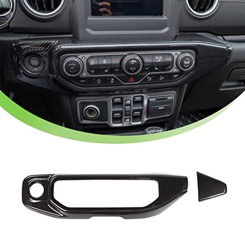 VITREGEN Für Jeep Wrangler JL Gladiator JT 2018 2019 2020 2021 2022 2023 Klimaanlage AC Bedienfeld Dekoration Abdeckung Trim Autoinnenleisten ABS Automotive Interior Zubehör,Carbon Fiber Look von VITREGEN