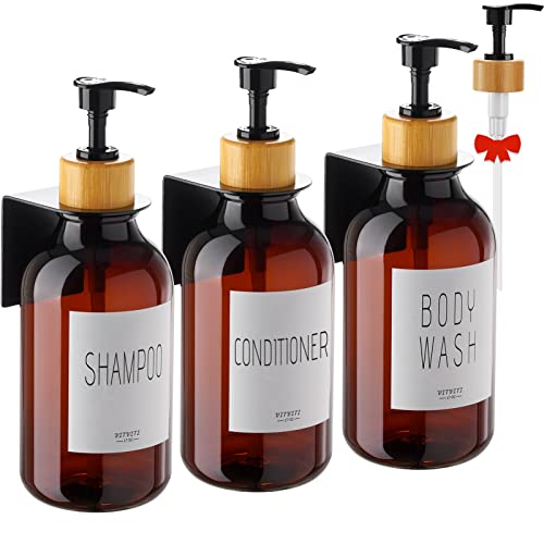 VITVITI, Shampoo - und Conditionerspender, Seifenspender für Körperwäsche, Dusche, Seifenspender zur Wandmontage, 17-Unzen-Kunststoff-Duschflaschen für Badezimmer, 3 Sets, schwarz von VITVITI