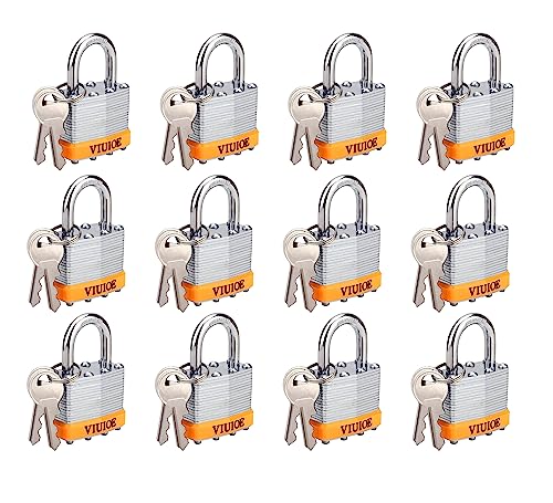 VIUIOE 12 Stück gleichschließende Vorhängeschlösser mit Schlüssel – kurzer Bügel Gym Locker Lock mit Schlüsseln – laminierte Vorhängeschlösser mit gleichen Schlüsseln für Tür, Gepäck, Tor, VIUIOE 12 Stück gleichschließende Vorhängeschlösser mit Schlüssel – kurzer Bügel Gym Locker Lock mit Schlüsseln – laminierte Vorhängeschlösser mit gleichen Schlüsseln für Tür, Gepäck, Tor, von VIUIOE