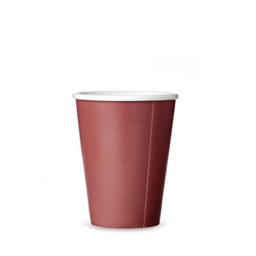 VIVA scandinavia Kaffeebecher Porzellan mit Matt Finishing ohne Henkel, Große Kaffeetasse, Design Teetasse Rot 0,30L von Viva Scandinavia