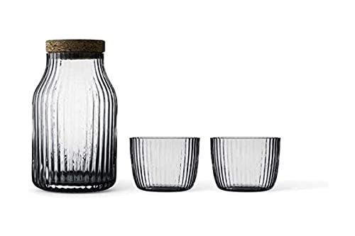 Viva Scandinavia 3-teiliges Set: Wasserkaraffe aus Glas mit abnehmbarem Deckel aus Kork, handgefertigt, 1,1 l und 2 Wassergläser, 300 ml, geeignet für kalte und warme Getränke Christian von Viva Scandinavia