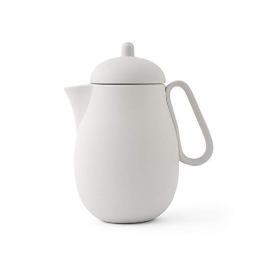 Viva Scandinavia Teekanne 1 Liter aus Porzellan, Tropffrei, inklusiv Tee Sieb für losen Tee, Matt Sand Grau von Viva Scandinavia