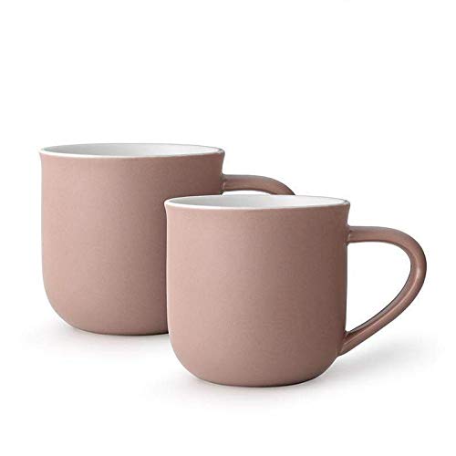 VIVA scandinavia Tee-Tassen-Set oder Kaffee-Tassen-Set 2-teilig aus Porzellan, mit Henkel, 0.35 Liter - Rosa von Viva Scandinavia
