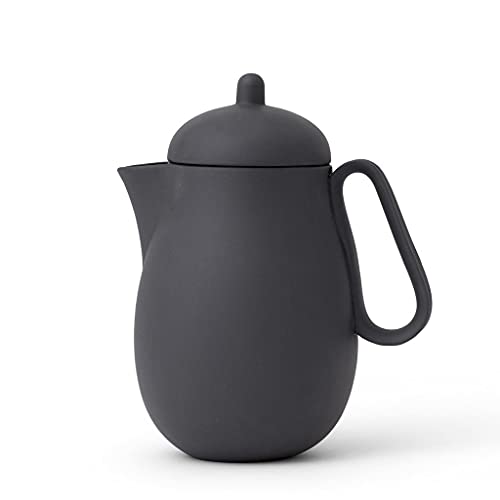 Teekanne 1 Liter aus Porzellan, Tropffrei, inklusiv Tee Sieb für losen Tee, Matt Schwarz von Viva Scandinavia