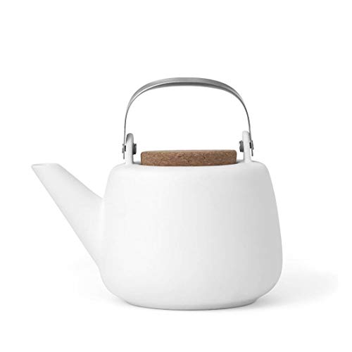 Teekanne Porzellan Abnehmbare Sieb Weiß : tropffrei, mit edlen Griff, für Lose Tee, 1.3L von VIVA scandinavia