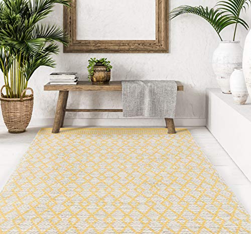 CarpetLiving.com - Teppich Bay - 140 x 200 cm | handgewebt | Moderner Designer Teppich | Wohnzimmer, Schlafzimmer, Küche (Gelb) von VIVACE