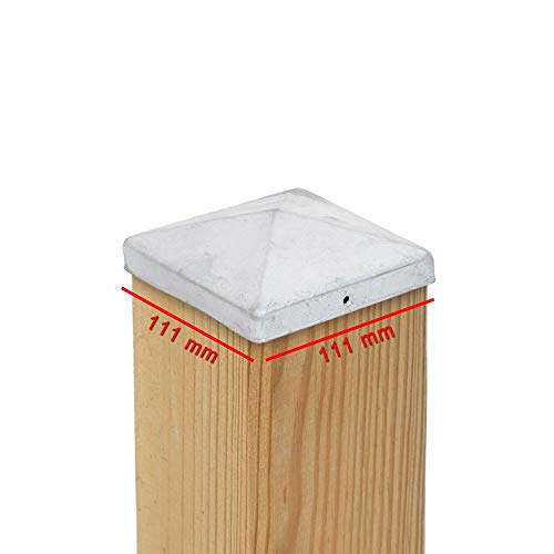 1 x PFOSTENKAPPE PYRAMIDE 111 x 111 MM STAHL FEUERVERZINKT von VIVAGARDEA