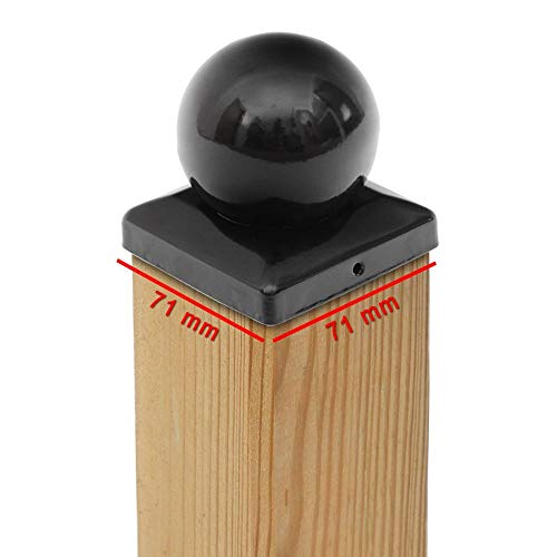 15 x PFOSTENKAPPE KUGEL STAHL SCHWARZ PULVERBESCHICHTET 71 x 71 MM von VIVAGARDEA