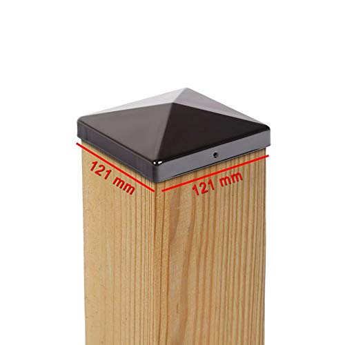 2x PFOSTENKAPPE PYRAMIDE STAHL SCHWARZ PULVERBESCHICHTET 121 x 121 MM von VIVAGARDEA