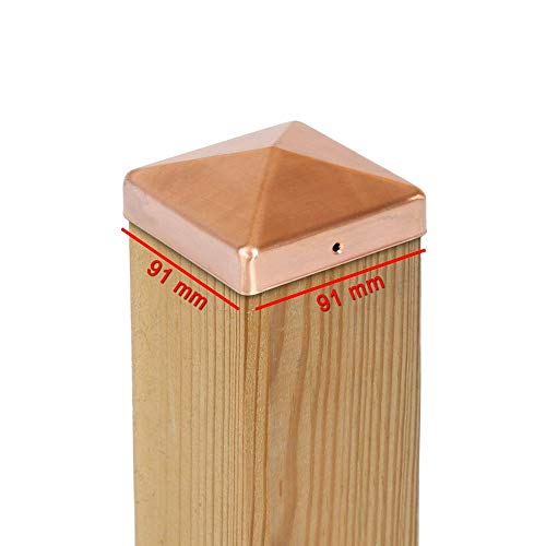 4 x PFOSTENKAPPE PYRAMIDE 91 x 91 MM KUPFER von VIVAGARDEA