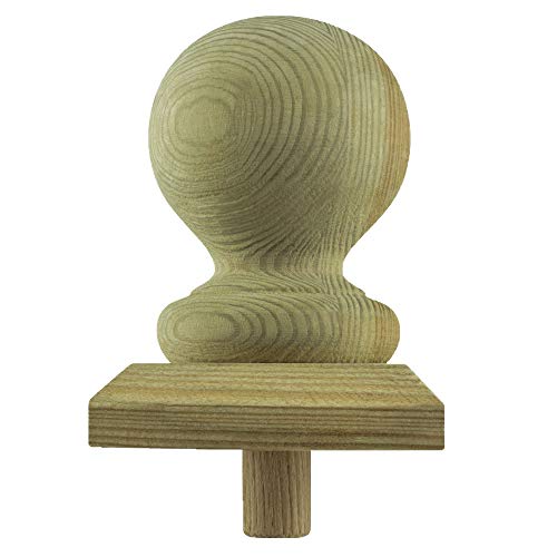 5 x PFOSTENKAPPE KUGEL HOLZ PROFILIERT, IMPRÄGNIERT 80 x 80 MM von VIVAGARDEA