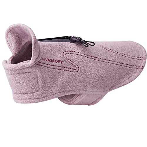 VIVAGLORY Cozywrap Wintermantel Hund, Hundejacke mit Klettverschluss & Geschirr Öffnung, Fleecejacke Hund Hundejacke, Reflektierend & Verstellbar Fleece Softshell, XXS, Rosa von VIVAGLORY