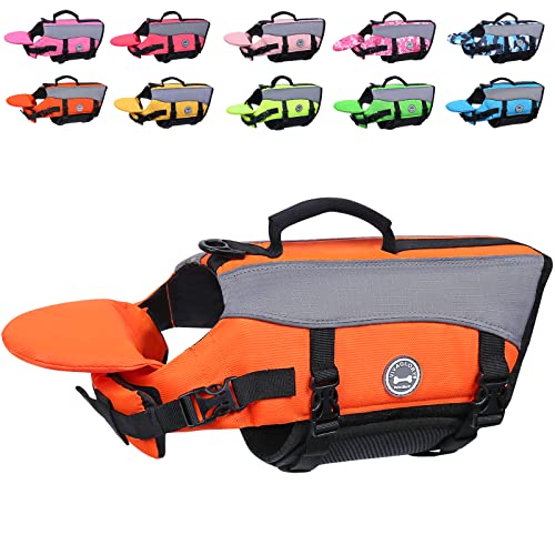 VIVAGLORY Hunde Schwimmweste mit abnehmbarem Frontauftrieb, Rettungsweste mit Reflektierenden Besätzen & Zusätzliche Polsterung zum Schwimmen & Bootfahren Neon-Orange M von VIVAGLORY