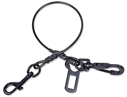 VIVAGLORY Hunde-Sicherheitsgurt, kausicher, multifunktional, wasserdicht, Robustes Stahlseil, Haustier-Auto-Sicherheitsgurt, Rückhaltegeschirr für kleine Hunde, 42 cm, Schwarz von VIVAGLORY