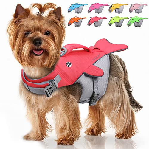 VIVAGLORY Hundeschwimmweste für Kleine & Mittelgroße Hunde, Sportliche Hundeschwimmweste mit verstellbaren Nylongurten Einfach An-und Auszuziehen, Neon-Rosa von VIVAGLORY