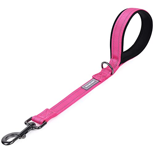 VIVAGLORY Hundeleine Kurz, Kurze Verkehrsleine für Hunde, Kurze Trainingsleine für Mittelgroße und Große Hunde, 46cm Länge 2,5cm Breite, Pink von VIVAGLORY