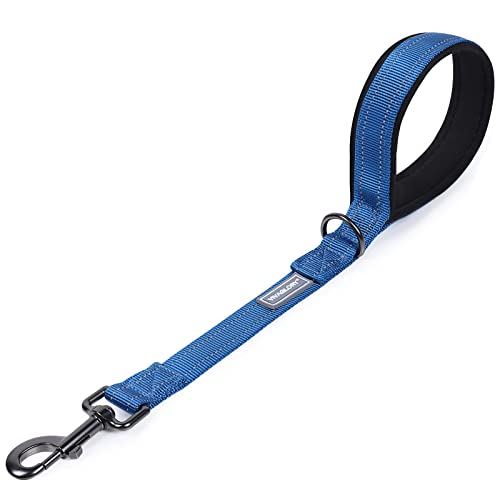 VIVAGLORY Hundeleine Kurz, Kurze Verkehrsleine für Hunde, Kurze Trainingsleine für Mittelgroße und Große Hunde, 46 cm Länge 2,5 cm Breite, Blau von VIVAGLORY