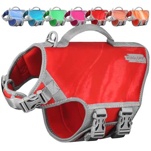 VIVAGLORY Neoprene Schwimmweste Hund, Rettungsweste Hund für Bootfahren, Schwimmweste, Schwimmhilfe & Leichte, L, Roter Granatapfel von VIVAGLORY