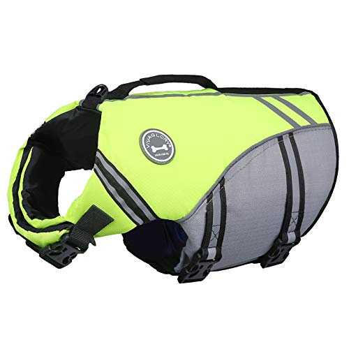 VIVAGLORY Sports Style Schwimmweste Hund, Hundeschwimmweste für Bootfahren, Auftrieb & Schwimmhilfe, Schwimmweste, S, Neon-Gelb von VIVAGLORY